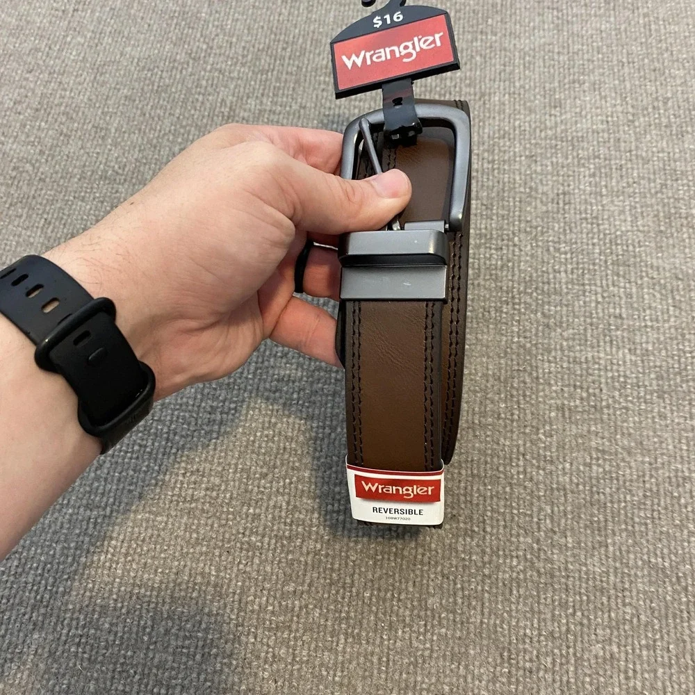 Wrangler Belt Mens 36 Brown Black Reversible Dress Classic Buckle 10BW77020